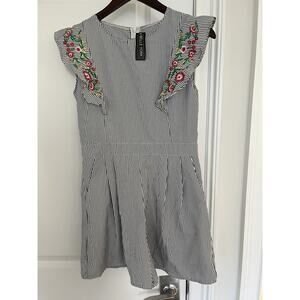 Belle York womens embroidered romper sz. S  striped fairy NWT